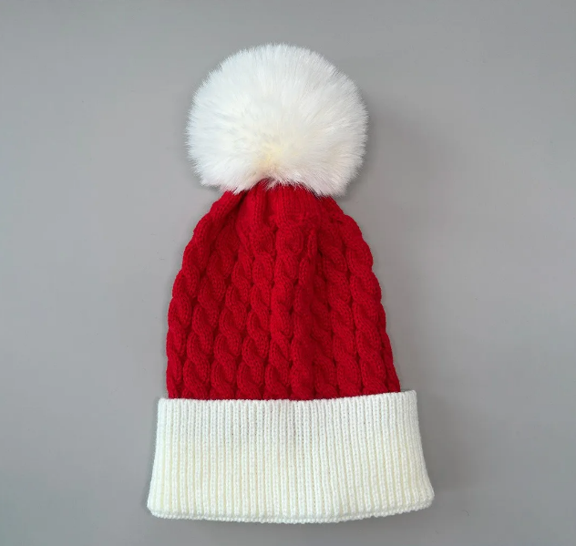 Fluffy Pom-Pom Christmas Knit Beanie