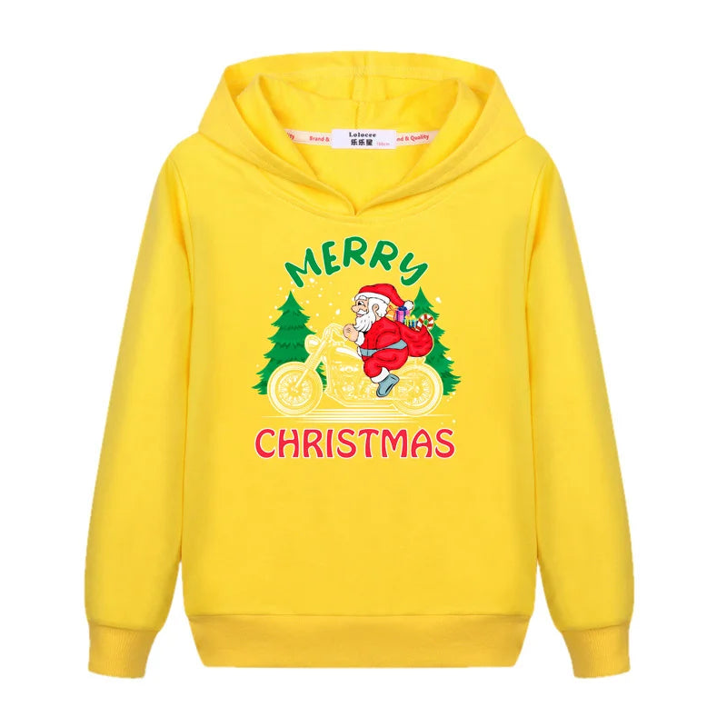 Christmas Santa Print Kids Hoodie Sweatshirt