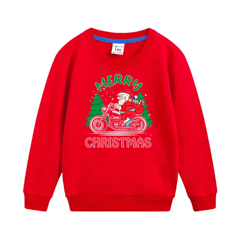 Christmas Santa Print Kids Hoodie Sweatshirt
