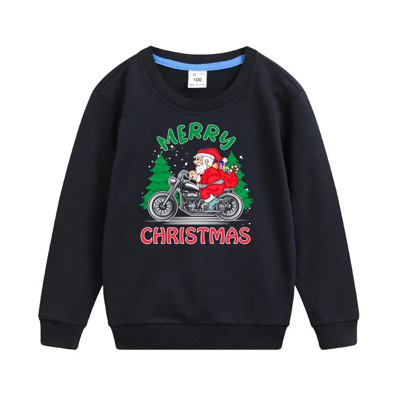 Christmas Santa Print Kids Hoodie Sweatshirt