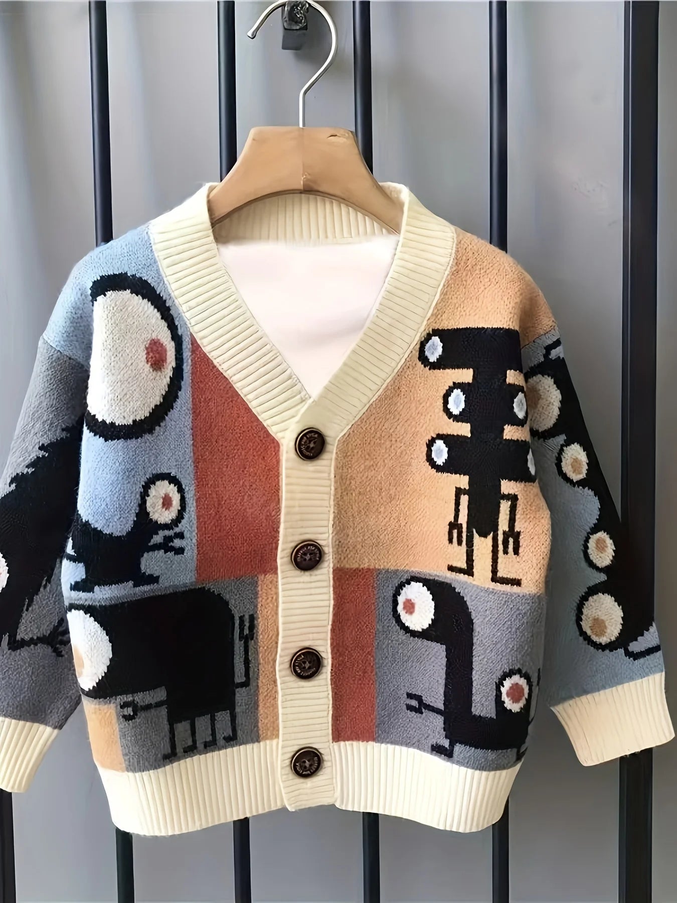 Cozy Cartoon Knit Kids Cardigan