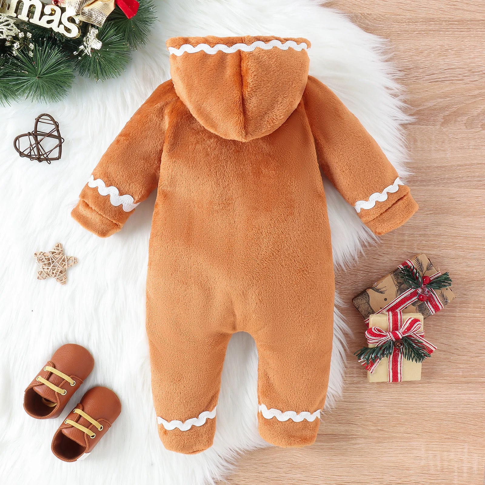 Cozy Fluffy Coffee Jumpsuit for Babies 0-1Y