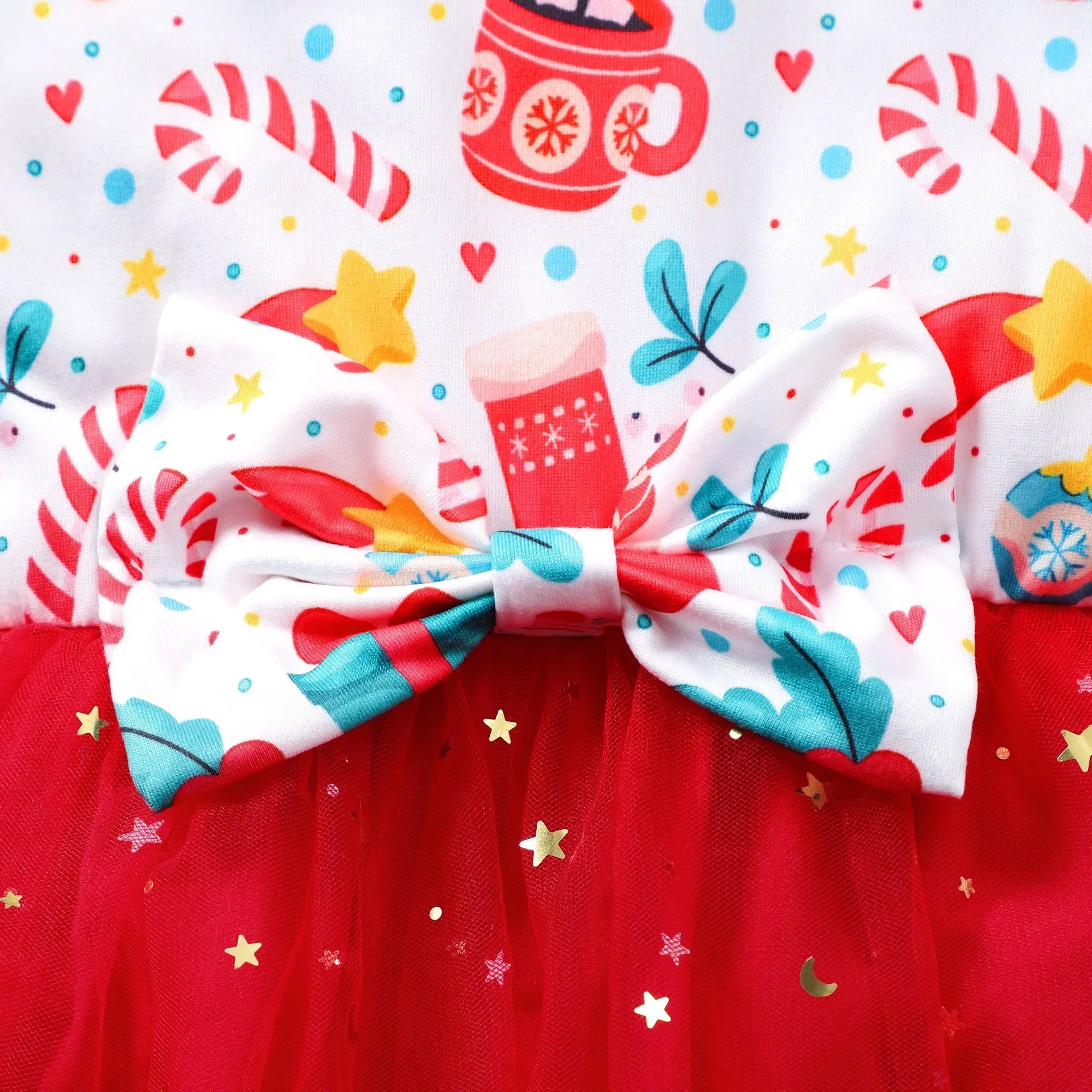 bow detail on girls red christmas a-line dress,cute holiday party outfit accent