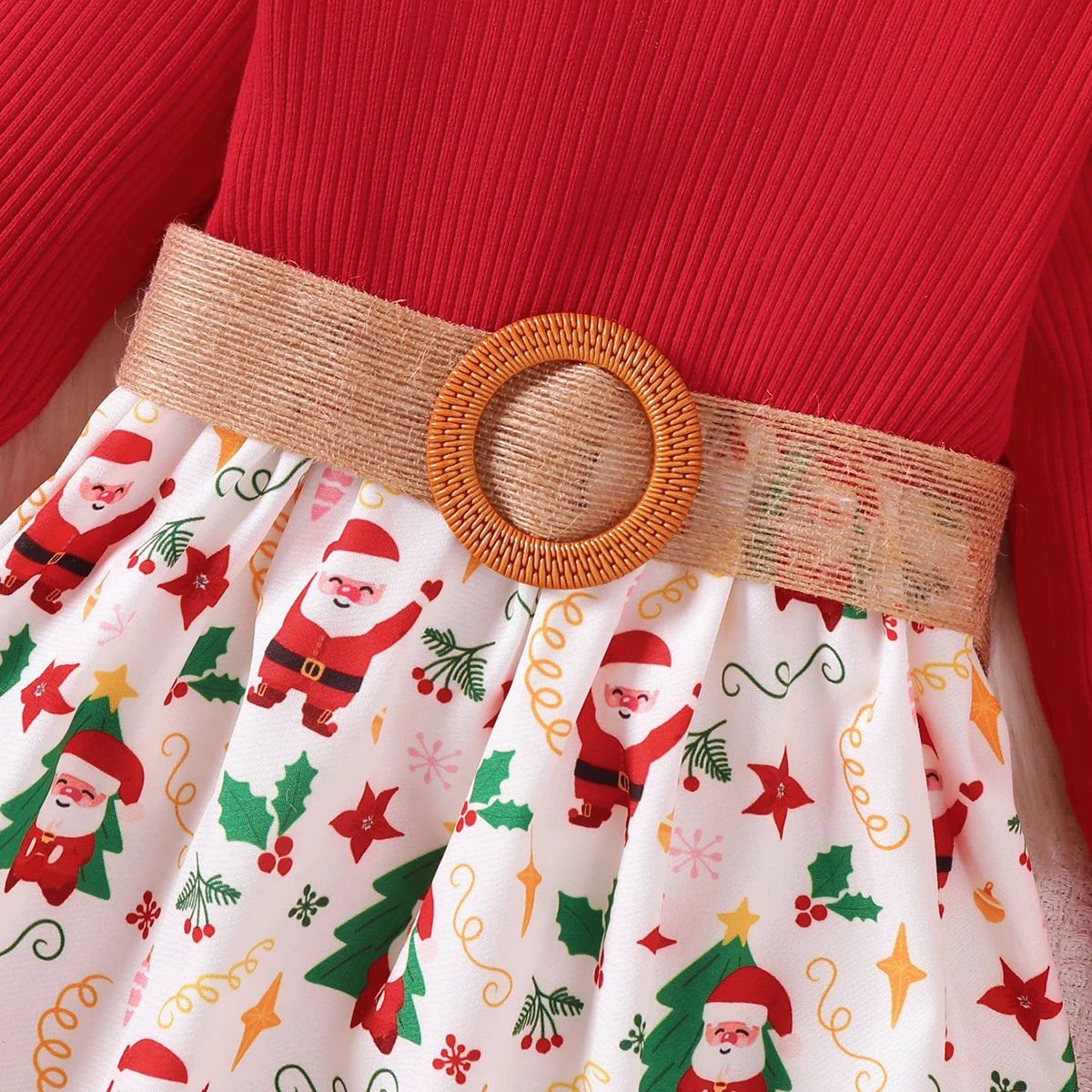 Girls Santa Claus Christmas Dress with Belt