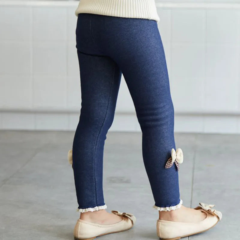 Thick Bow Pants for Girls — Winter Leggings