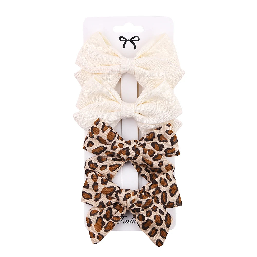 Leopard Dot Bow Hair Accessories – Kids Set