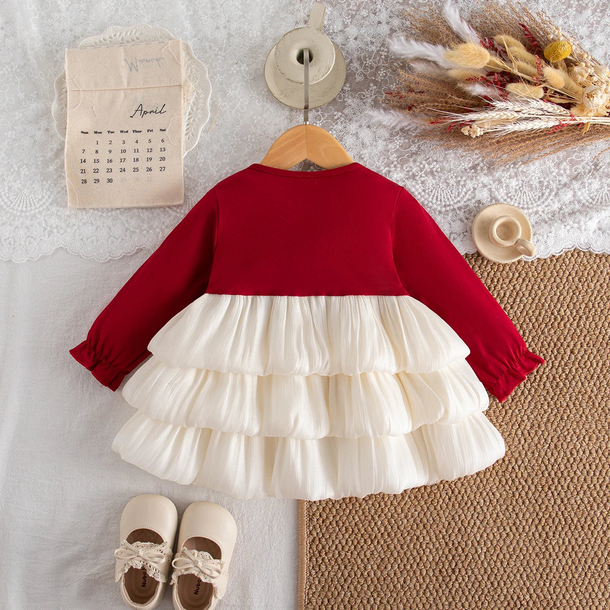 Red Bow Baby Girl Christmas Ball Gown