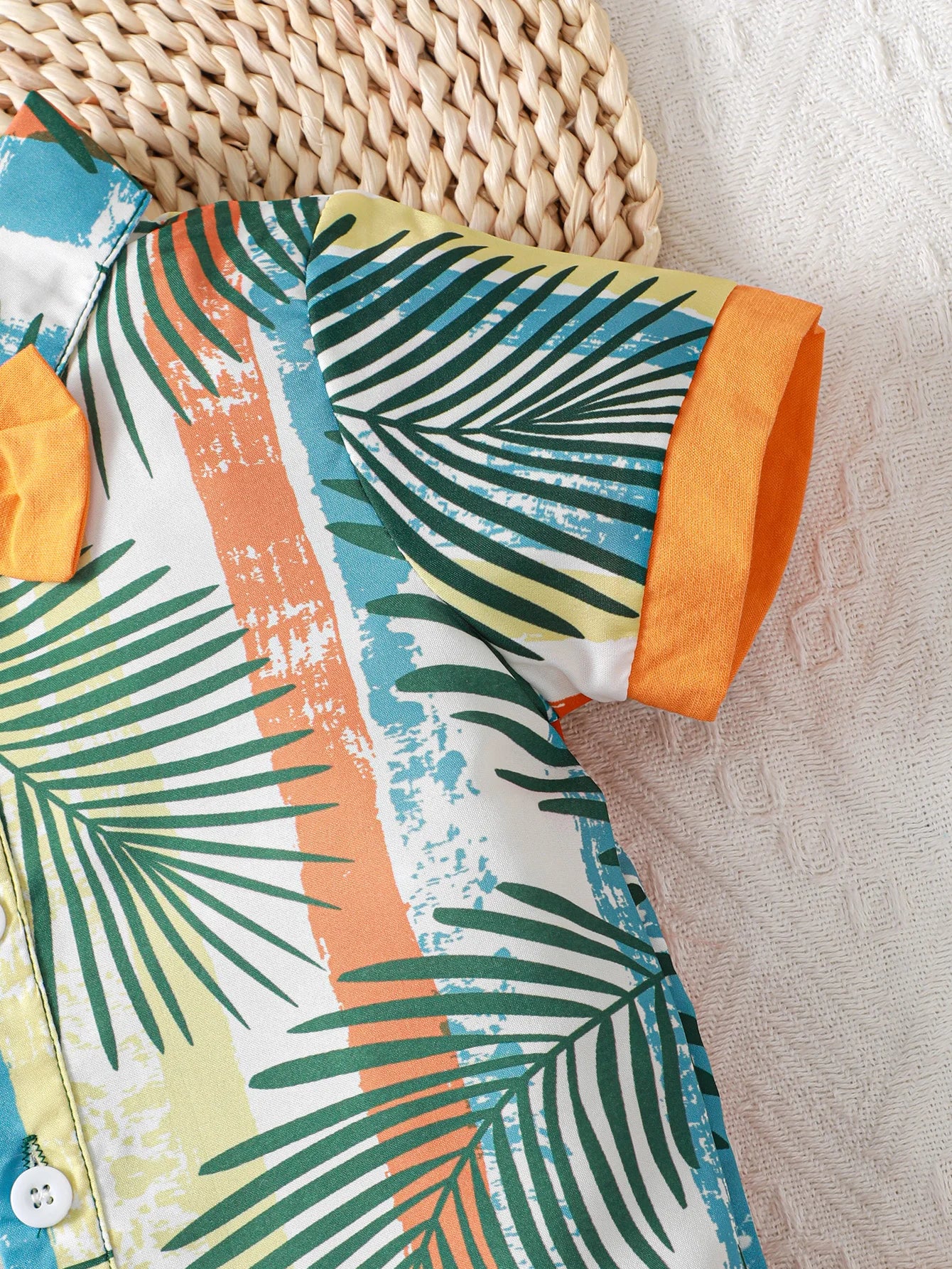 Baby Boy Coconut Print Bow Shirt & Shorts Set
