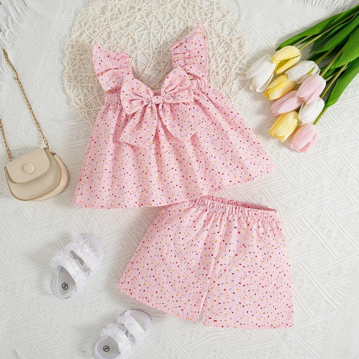 Baby Girl Bow Top & Shorts – Perfect Summer Set