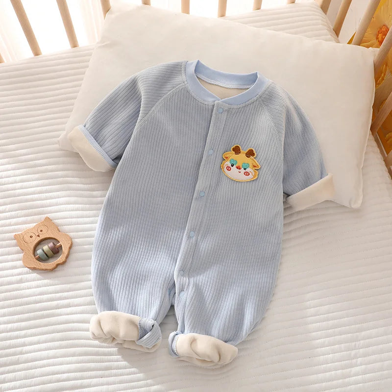 Cartoon Fleece Baby Jumpsuit 0-24M