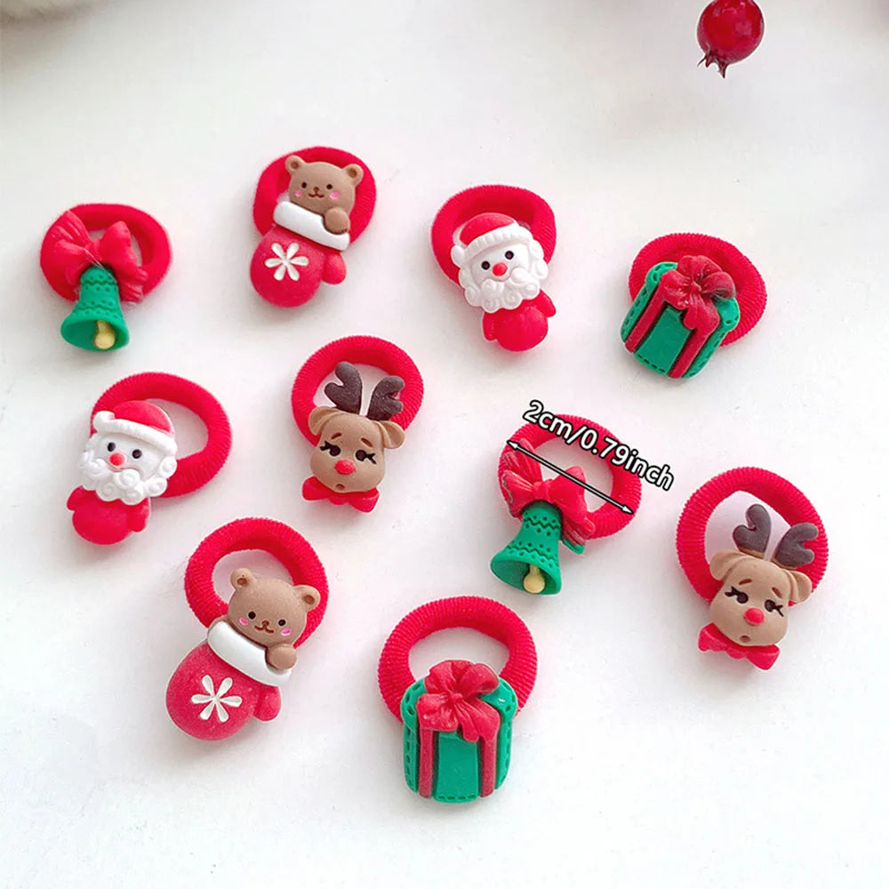 10pcs Christmas Hair Ties Girls Gift Set