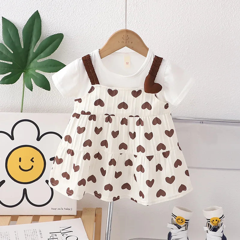 Heart-Shaped Printed Cute Baby Girl