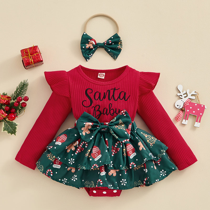 Cotton Christmas Baby Girl Santa Romper Dress