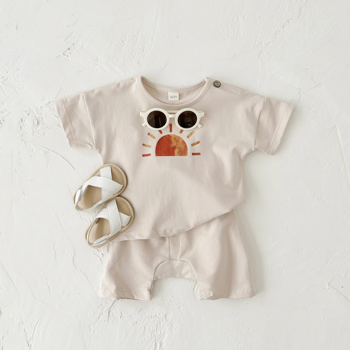 Baby Summer Outfit – 2-Piece Infant Clothes Set, Ice Cream & Sun Print T-Shirt with Shorts, Casual Wear for Boys & Girls