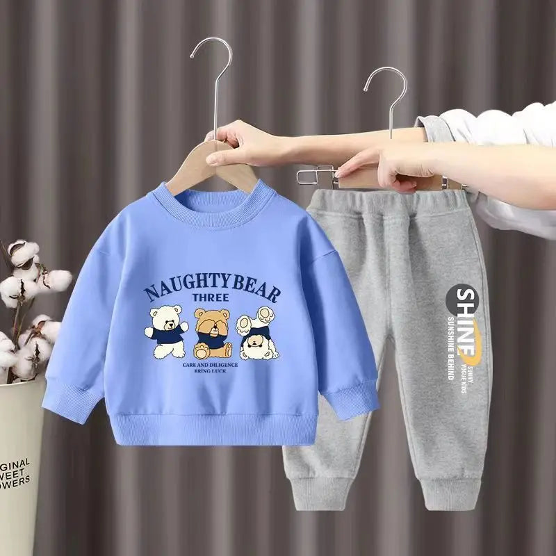 Boys Bears Cartoon Sweatshirt Set 1-2Y