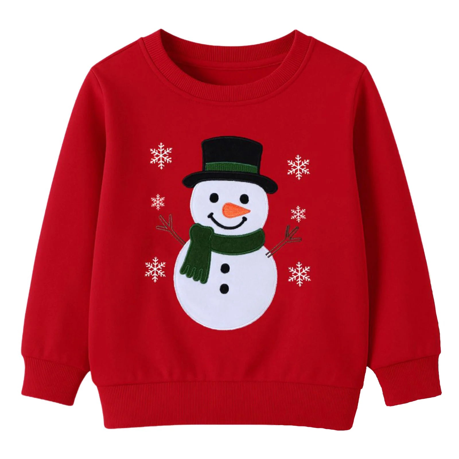 Cotton Christmas Snowman Sweatshirt for Girls