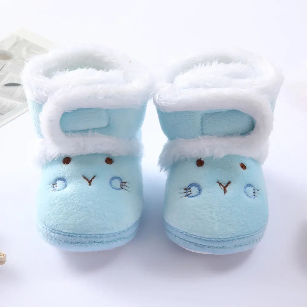 Solid Baby Booties with Pompom