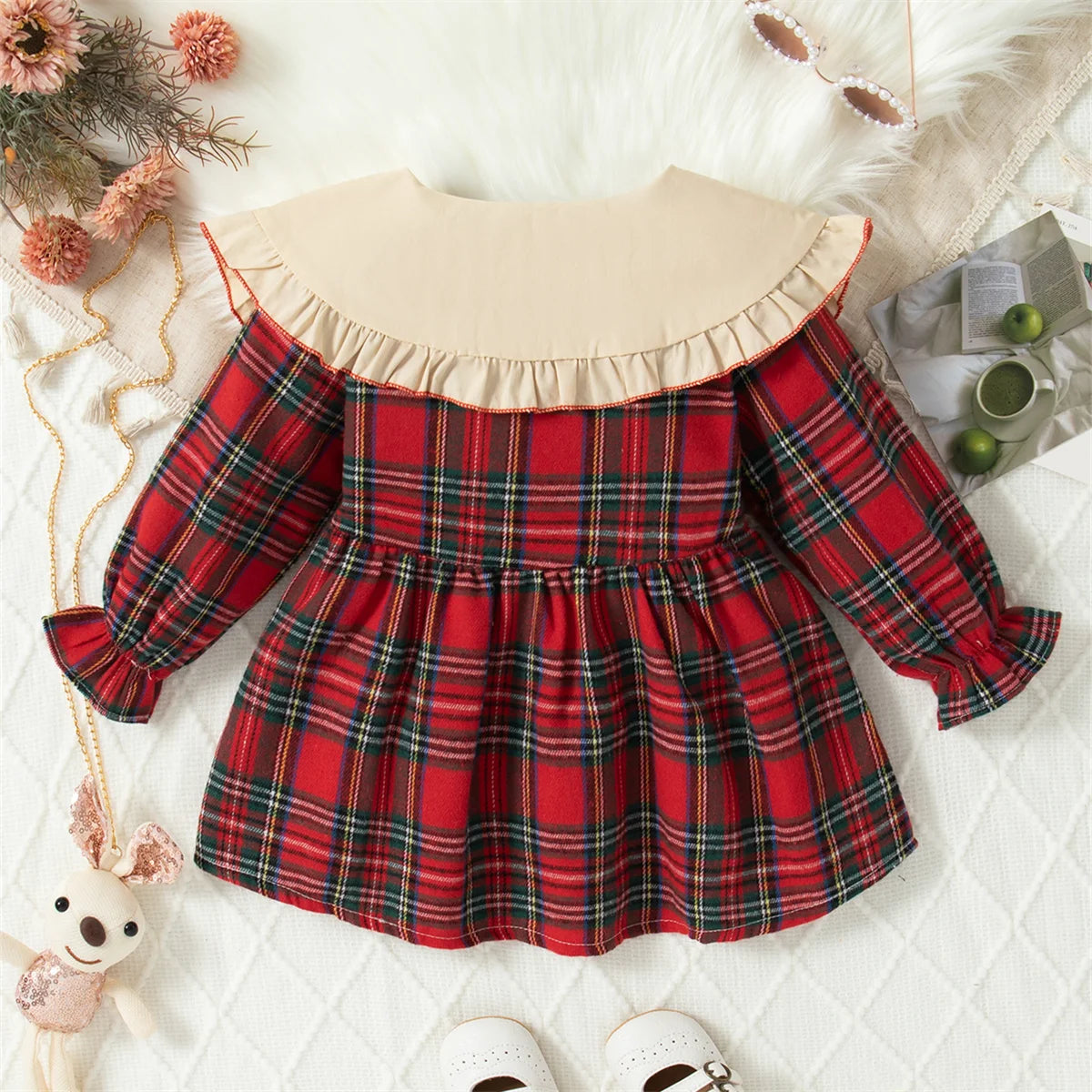 Baby Girl Dolly Red Plaid Dress Set
