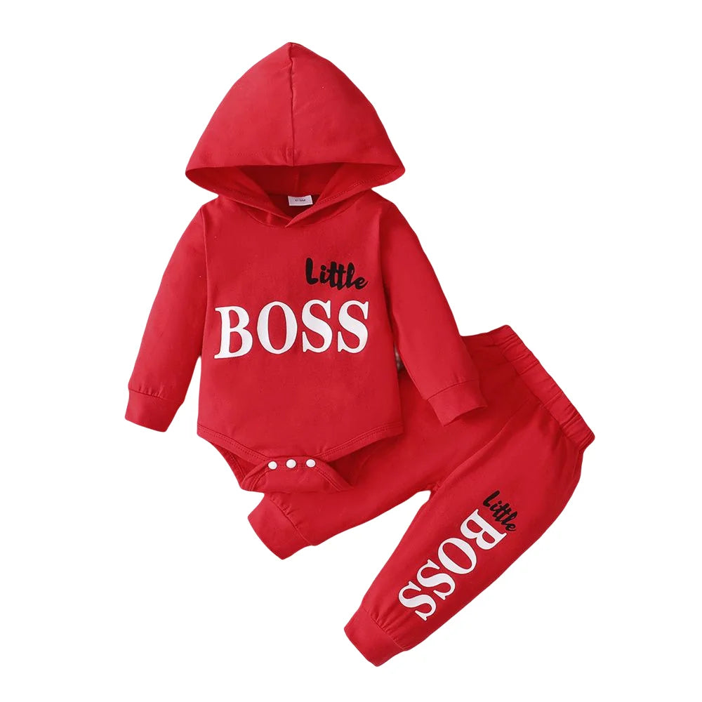 Baby Boy Funny Cotton Hooded Outfit Set