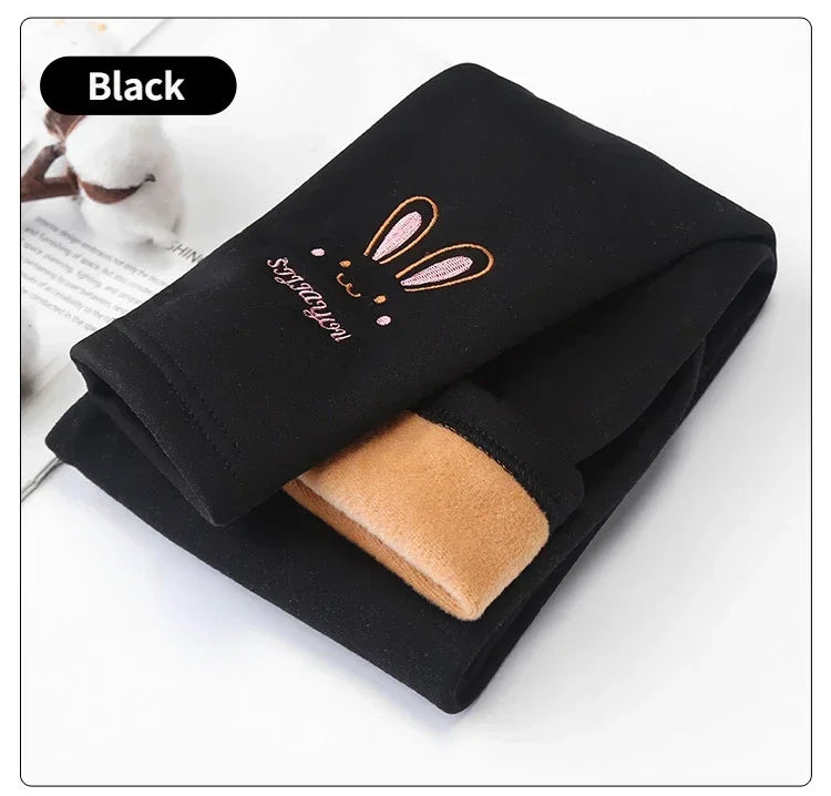 Girls Bunny Fleece Lined Winter Thermal Leggings