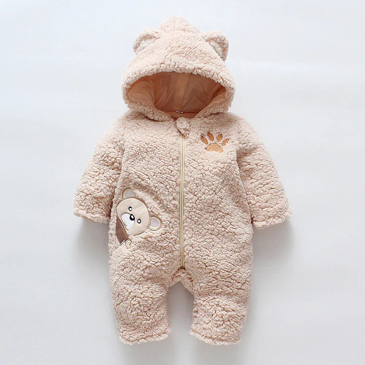 Baby Cotton Plush Bear Winter Jumpsuit 3-18M