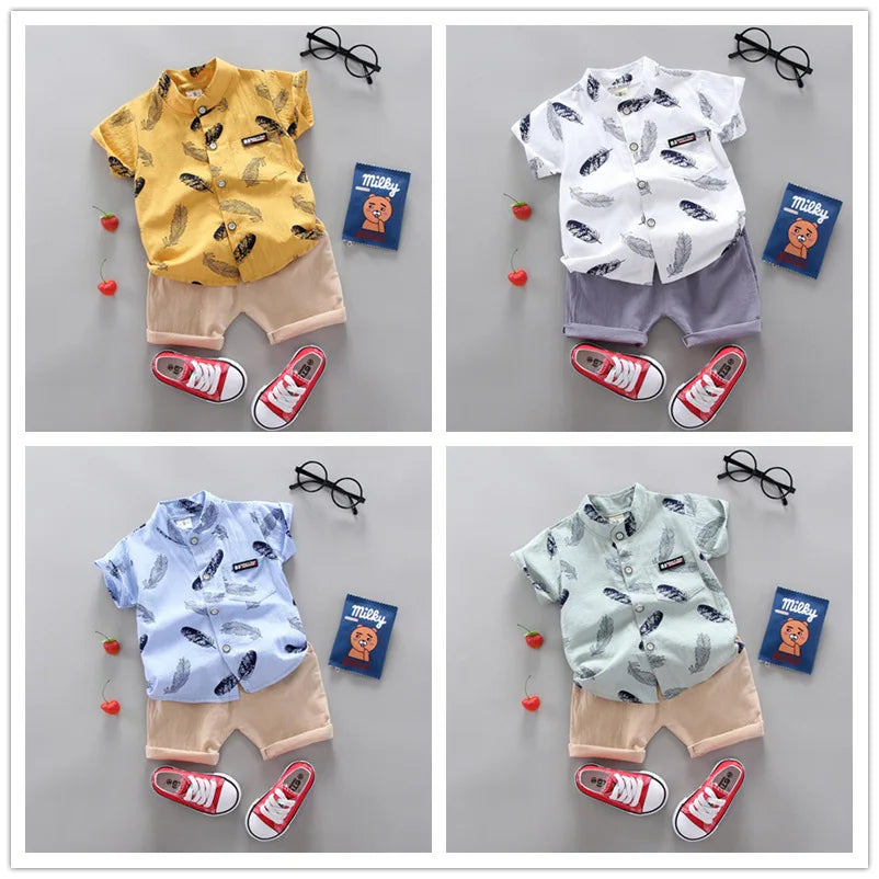 2024 Summer Baby Boy Outfit – 2PCS Top & Shorts Set