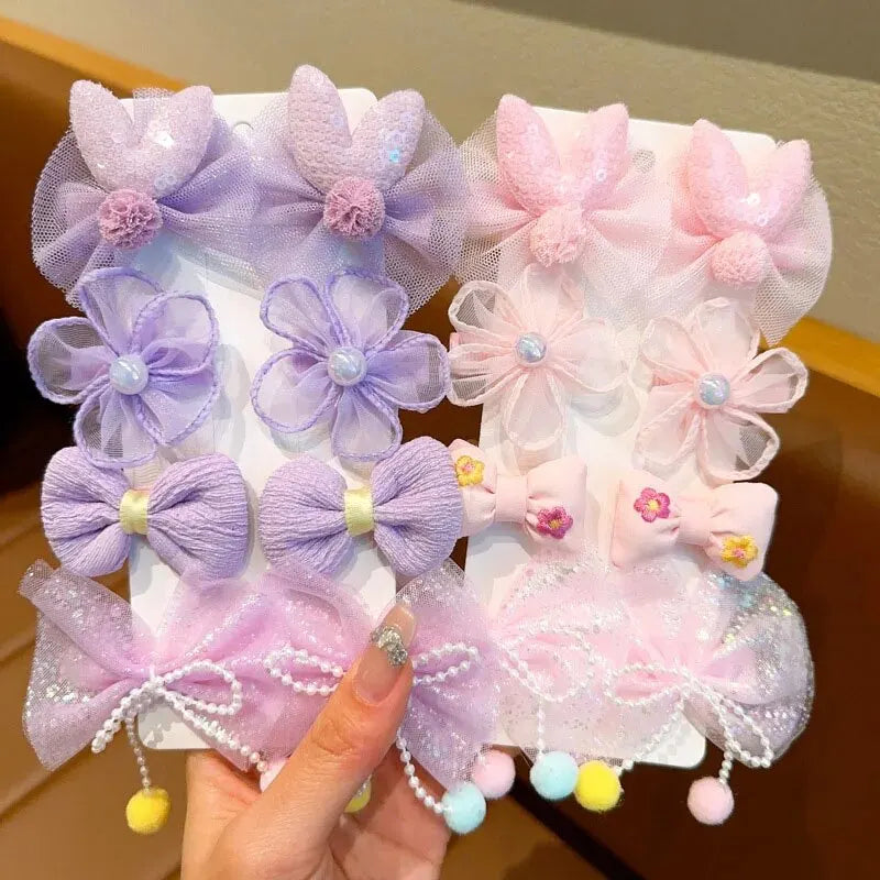MOMSTAG 8-Piece Flower Bow Hair Clip Set
