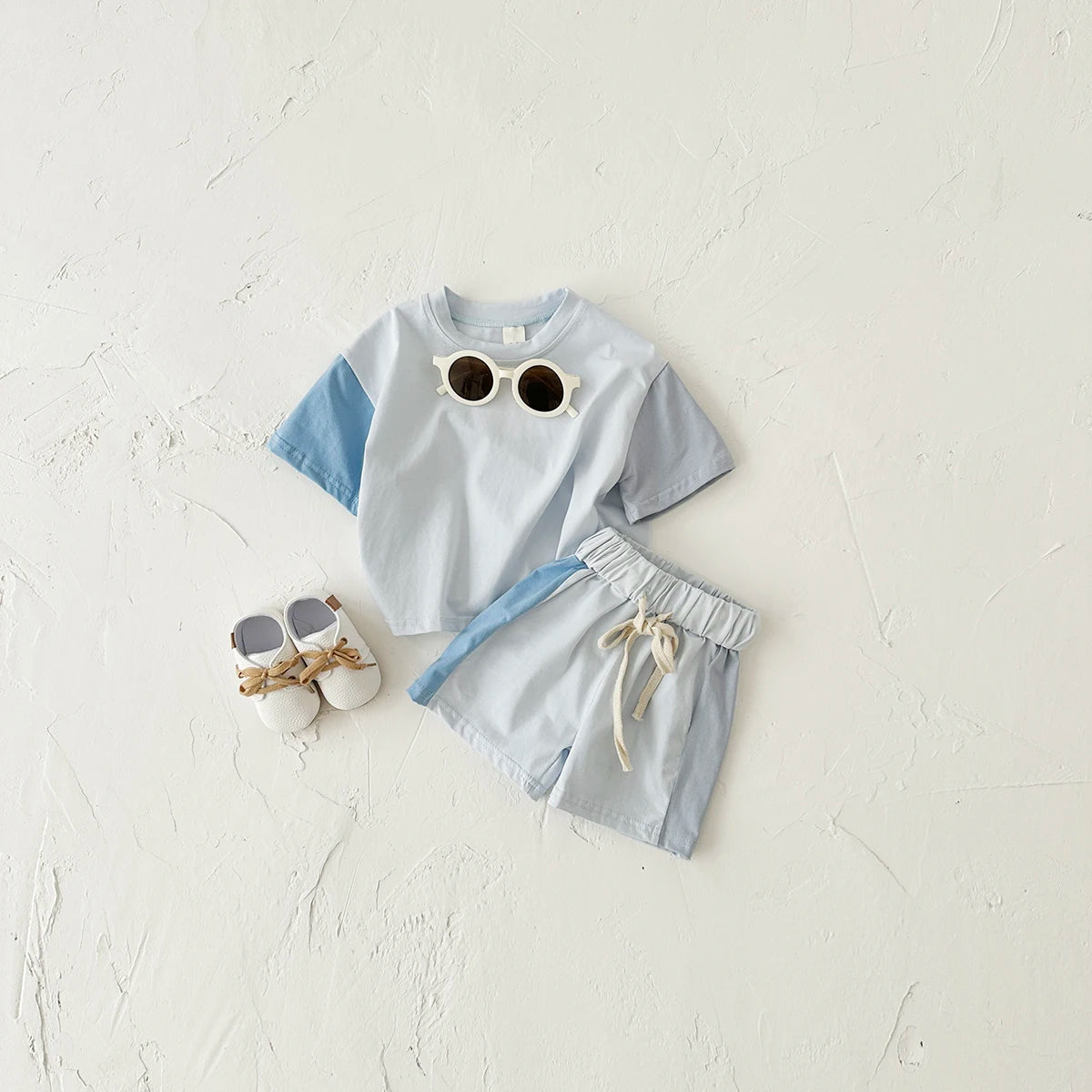 Solid Color T-Shirt & Elastic Waist Pants for Boys & Girls, Toddler Clothes