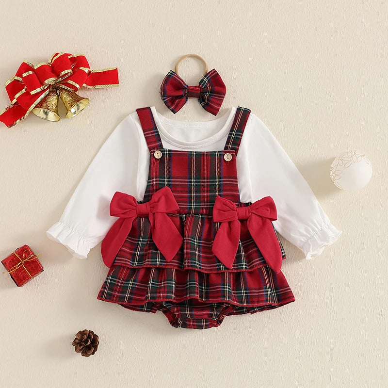 Plaid Holiday Baby Girl 3-Piece Outfit