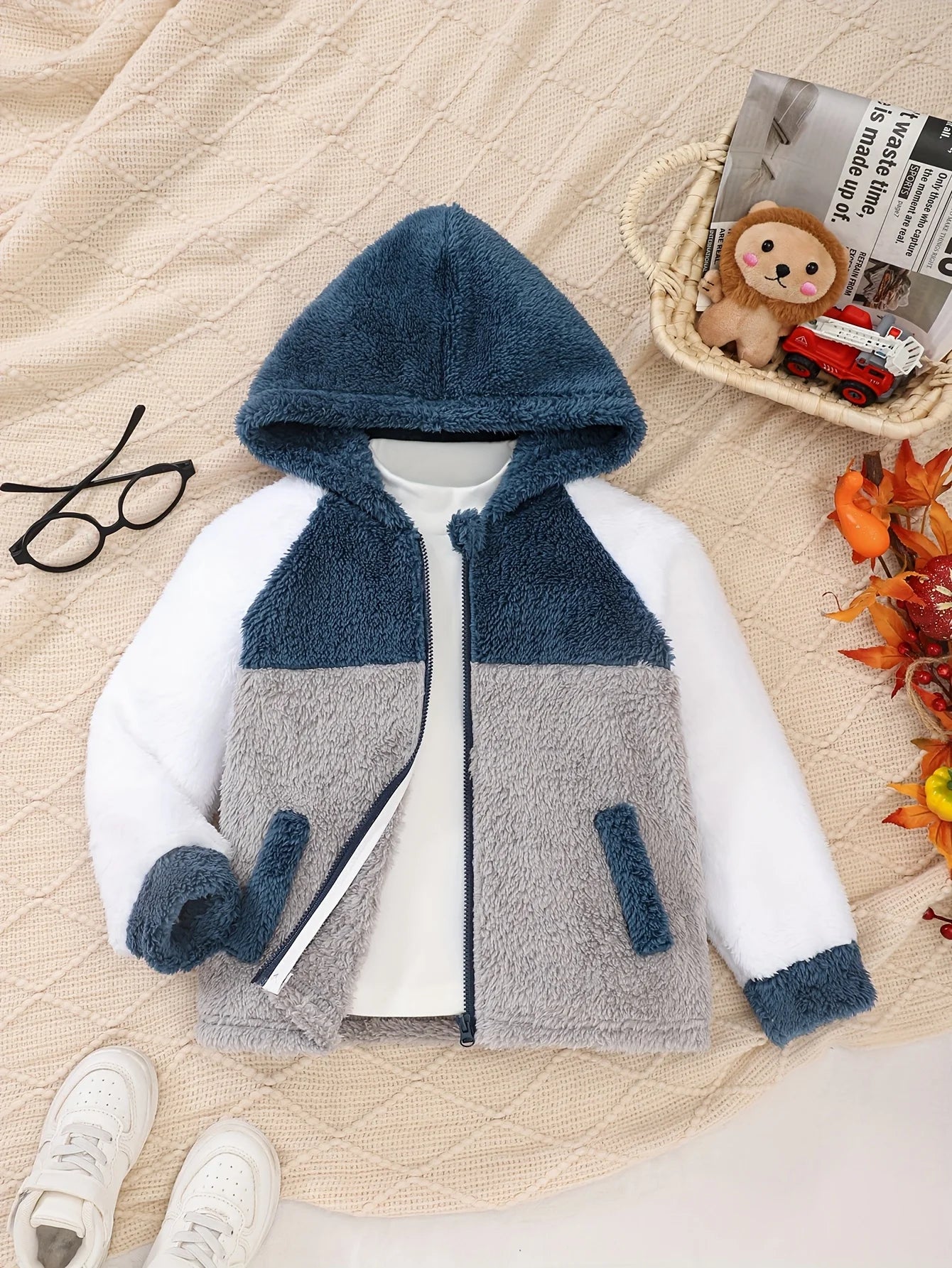 Boys Plush Hooded Winter Jacket