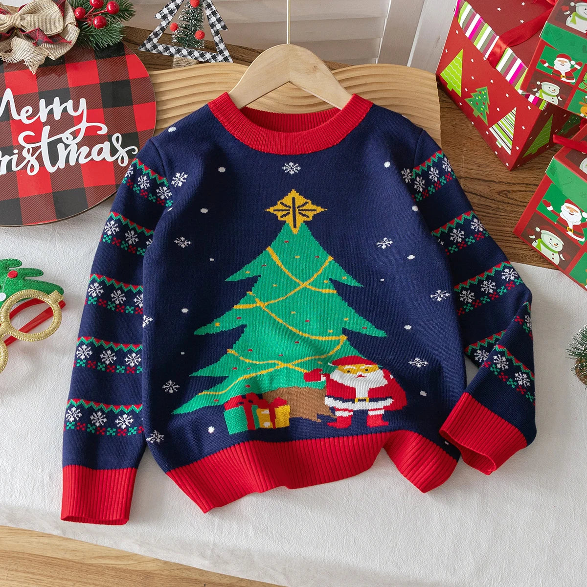 Adorable Kids Christmas Tree Knitted Sweater