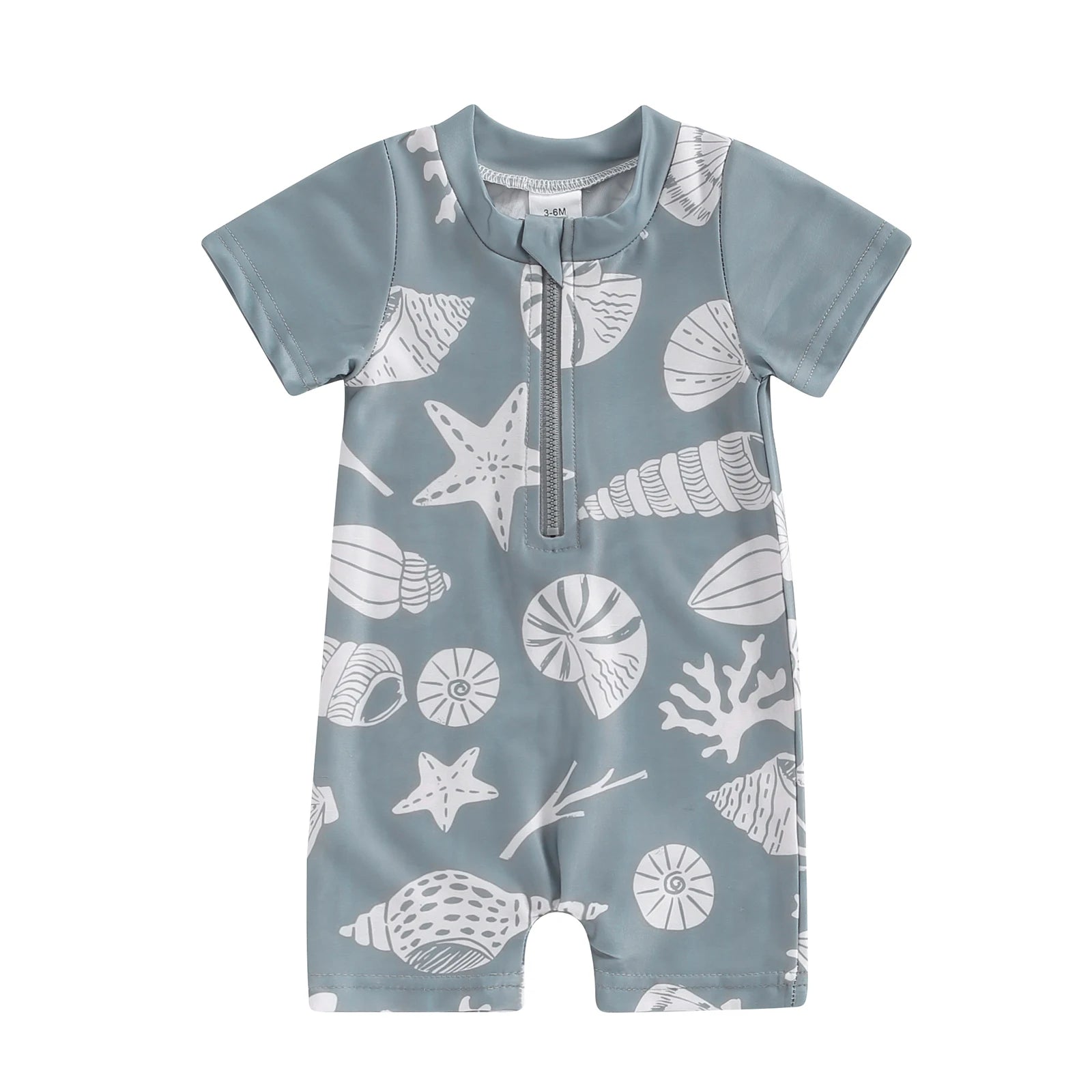 Boys' Sea Print Zipper Swimsuit
