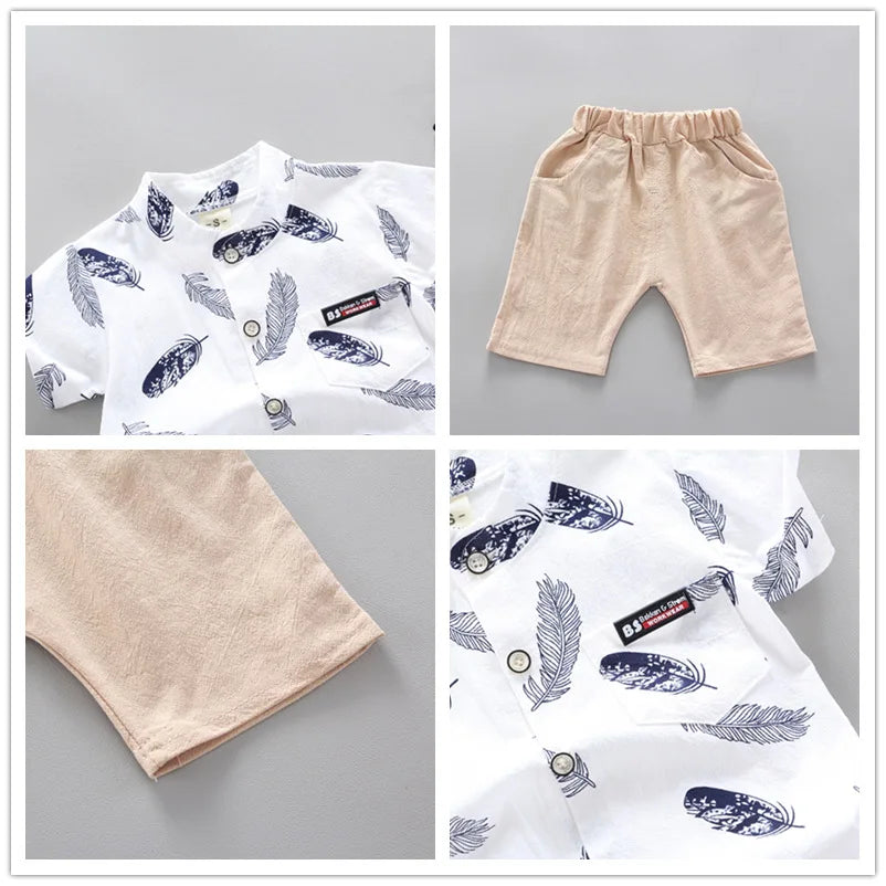 2024 Summer Baby Boy Outfit – 2PCS Top & Shorts Set