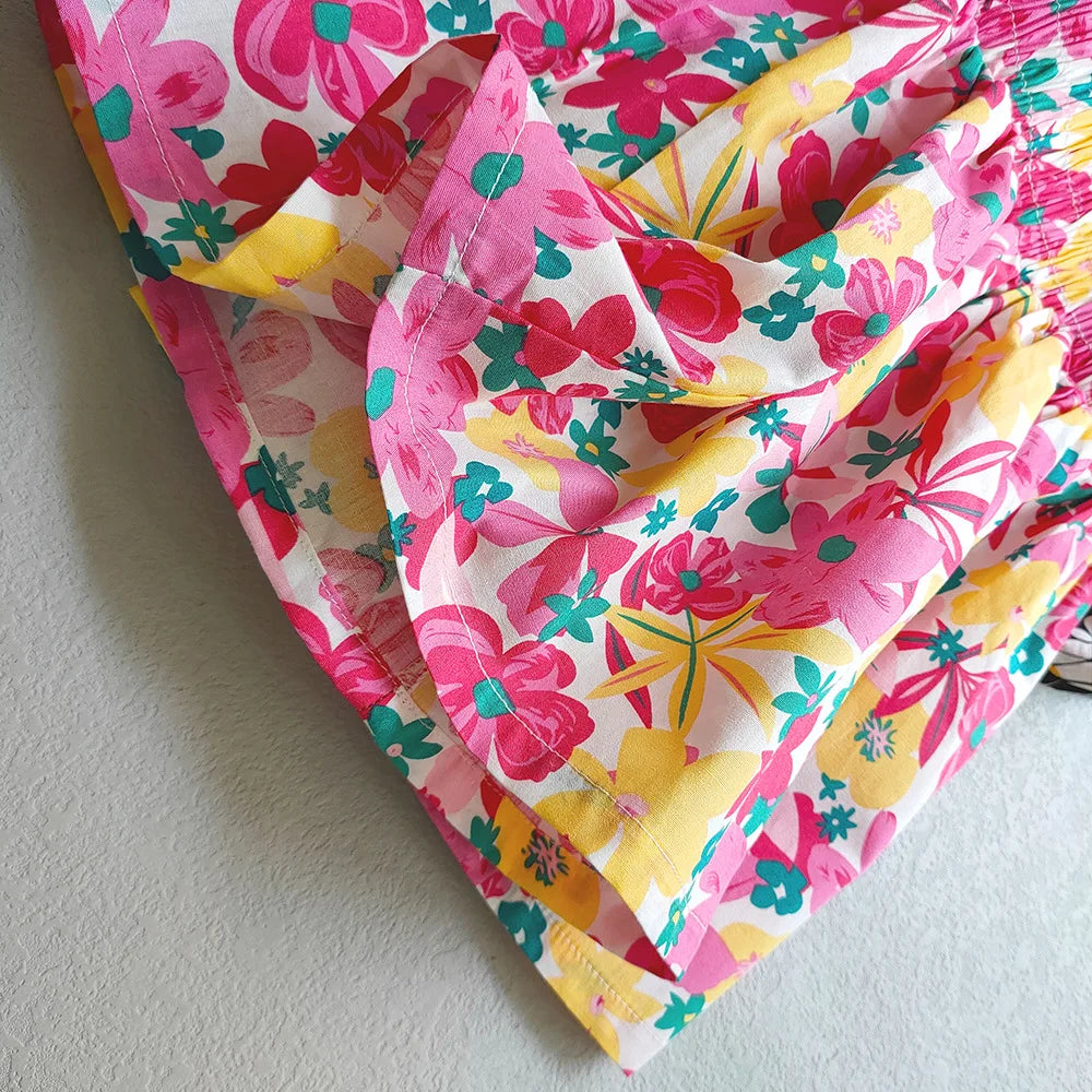 Floral Flowers Kids for Girls Wide-Leg Beach Shorts