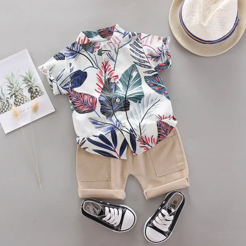 Baby Boy Summer Outfit – 2PCS Top & Shorts Set
