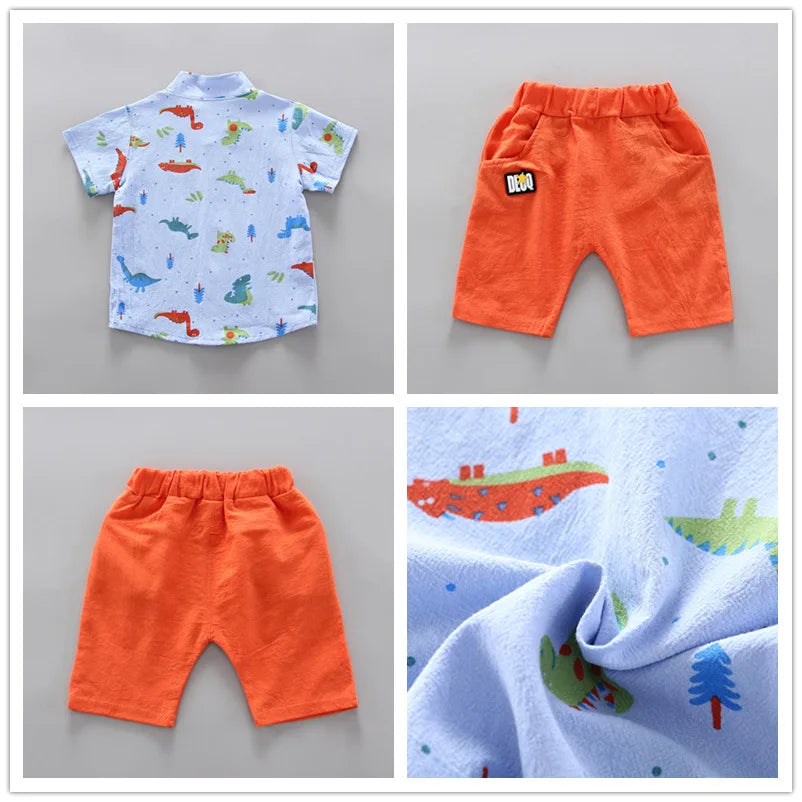 2024 Summer Baby Boy Outfit – 2PCS Top & Shorts Set
