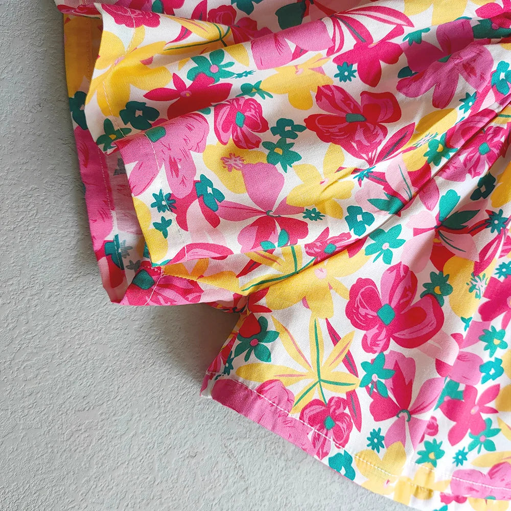 Floral Flowers Kids for Girls Wide-Leg Beach Shorts