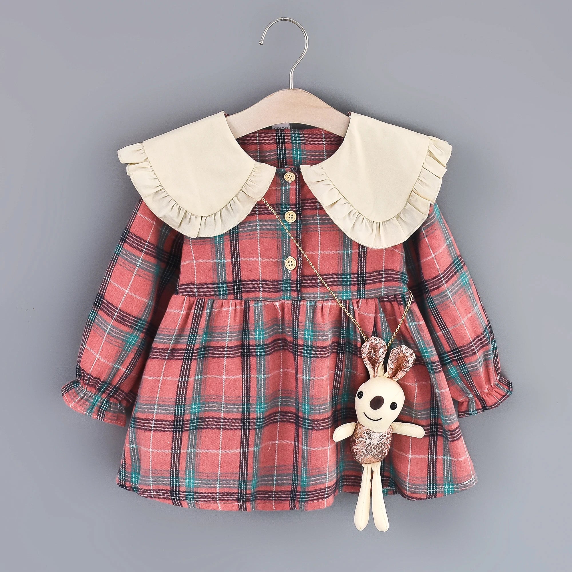 Baby Girl Dolly Red Plaid Dress Set