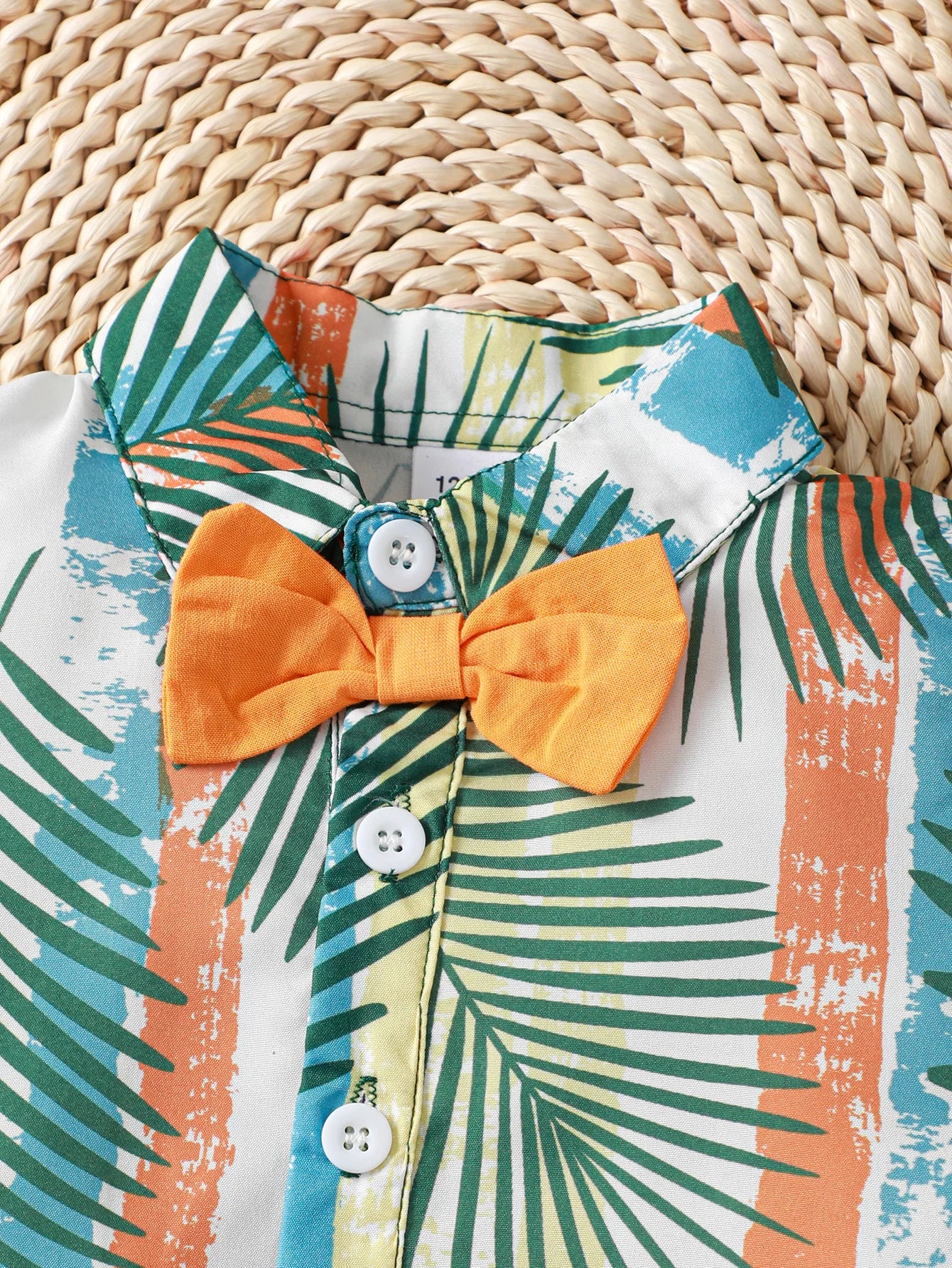 Baby Boy Coconut Print Bow Shirt & Shorts Set