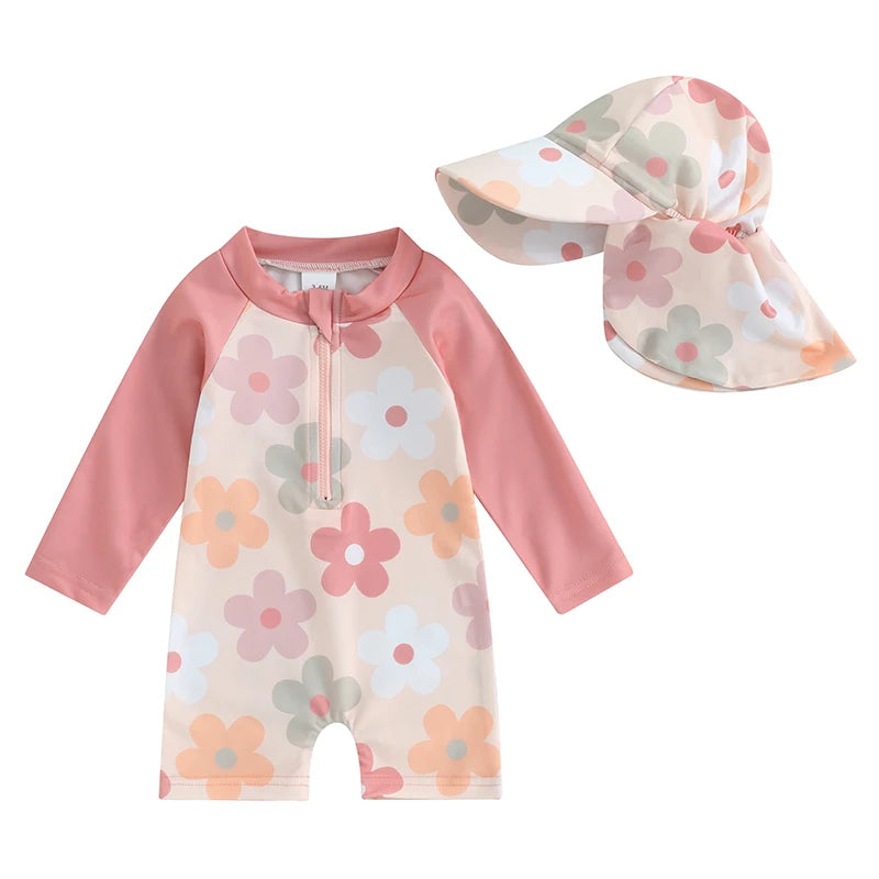 Floral/Tropical Tree Print Zip Up Swimwear Bathing Suit