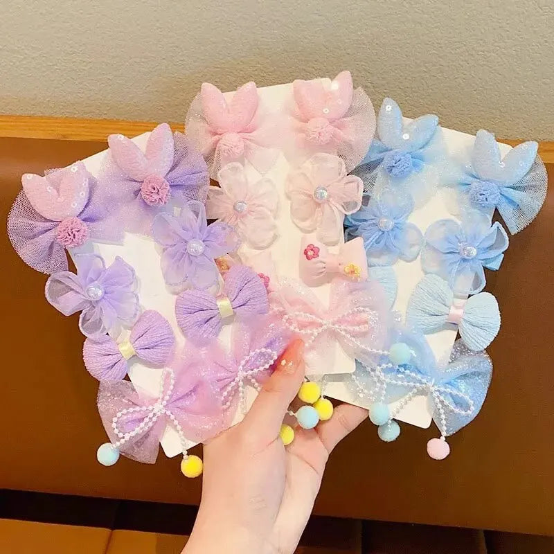 MOMSTAG 8-Piece Flower Bow Hair Clip Set