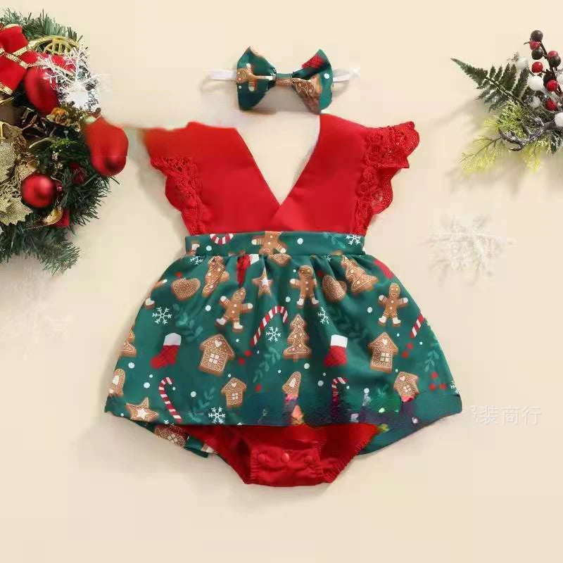 2-Piece Newborn Lace Dress & Princess Skirt with Red Flower Design (0-24M)