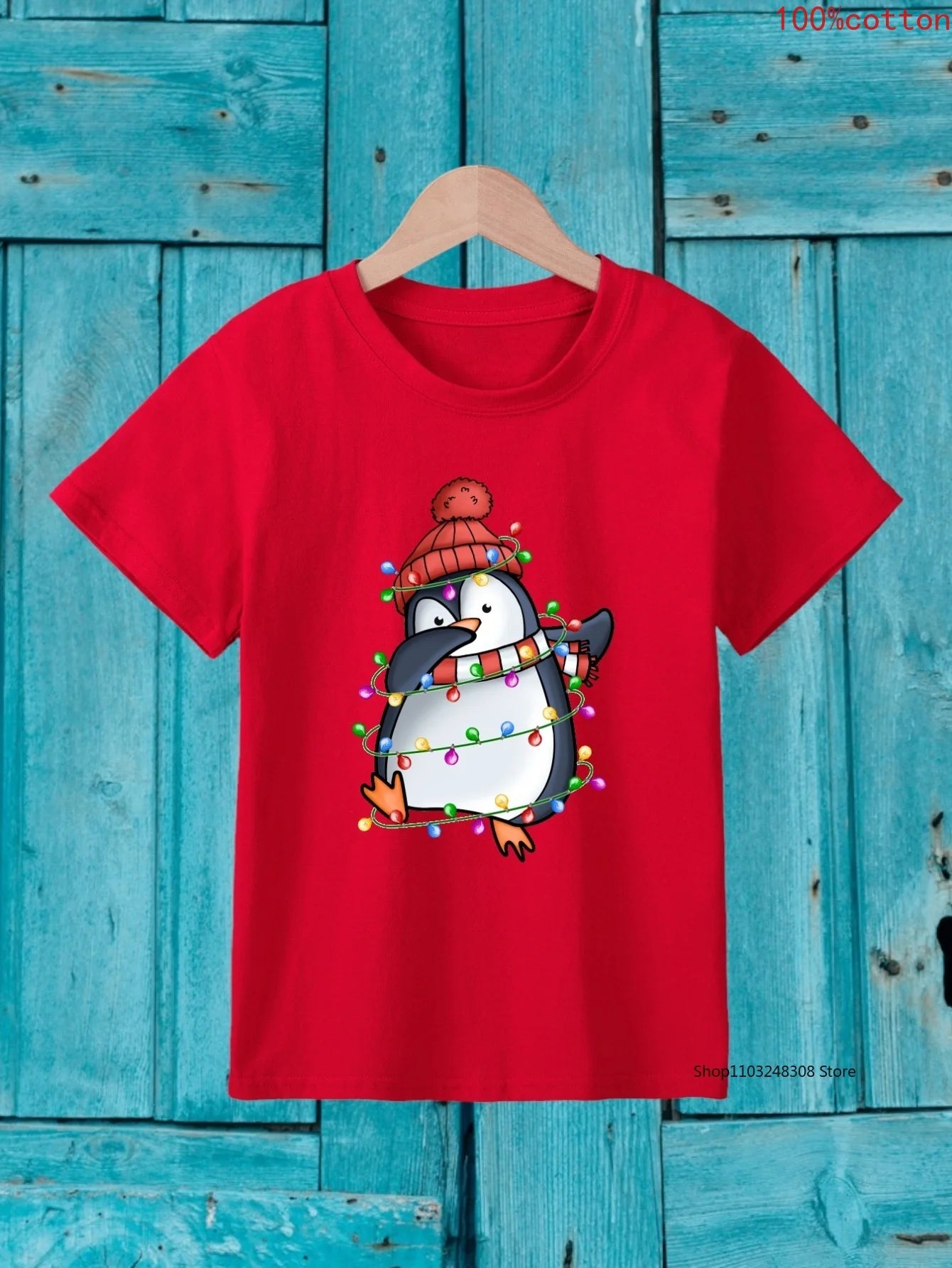 Christmas Dancing Penguin Print Boys Creative T-shirt