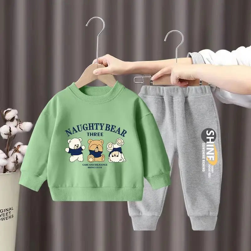 Boys Bears Cartoon Sweatshirt Set 1-2Y