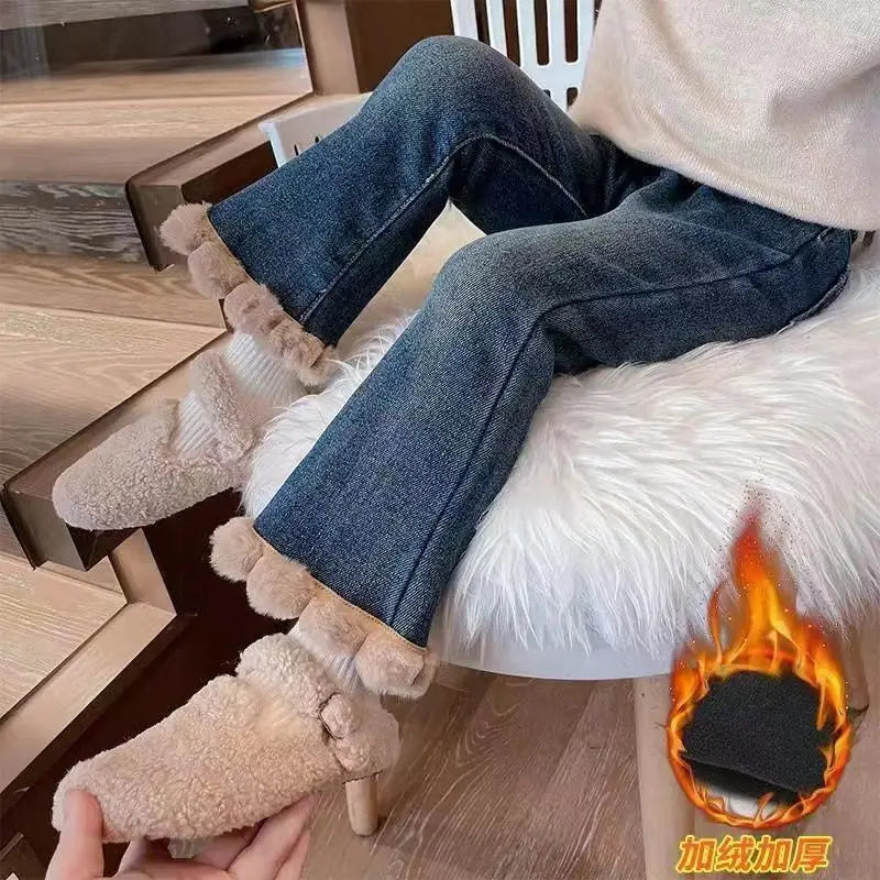 Girls Thick Insulated Flared Pants