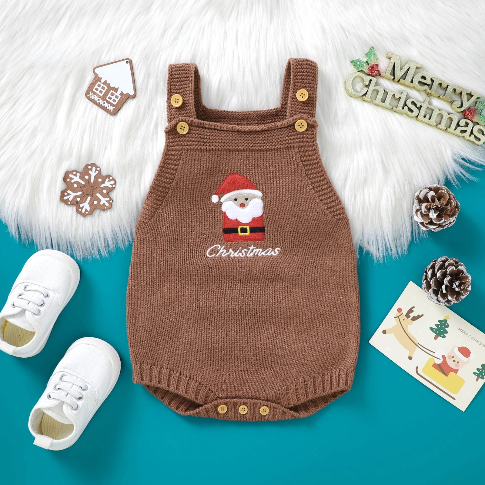 Cute Christmas Knit Baby Romper