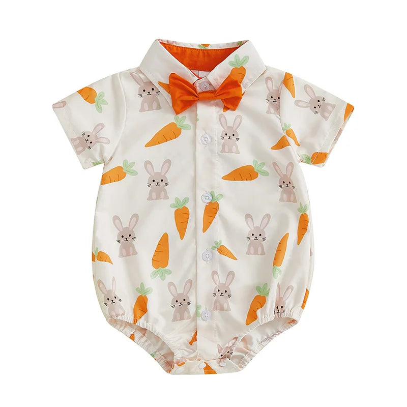 Infant Easter Outfit Lapel Collar Bodysuit