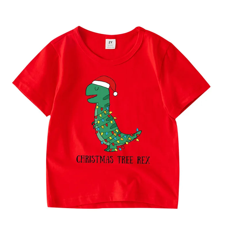 Kids Funny Christmas T-rex Shirt