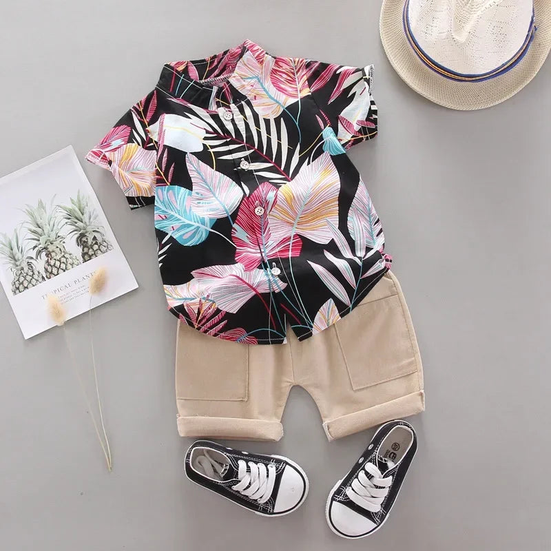 Baby Boy Summer Outfit – 2PCS Top & Shorts Set