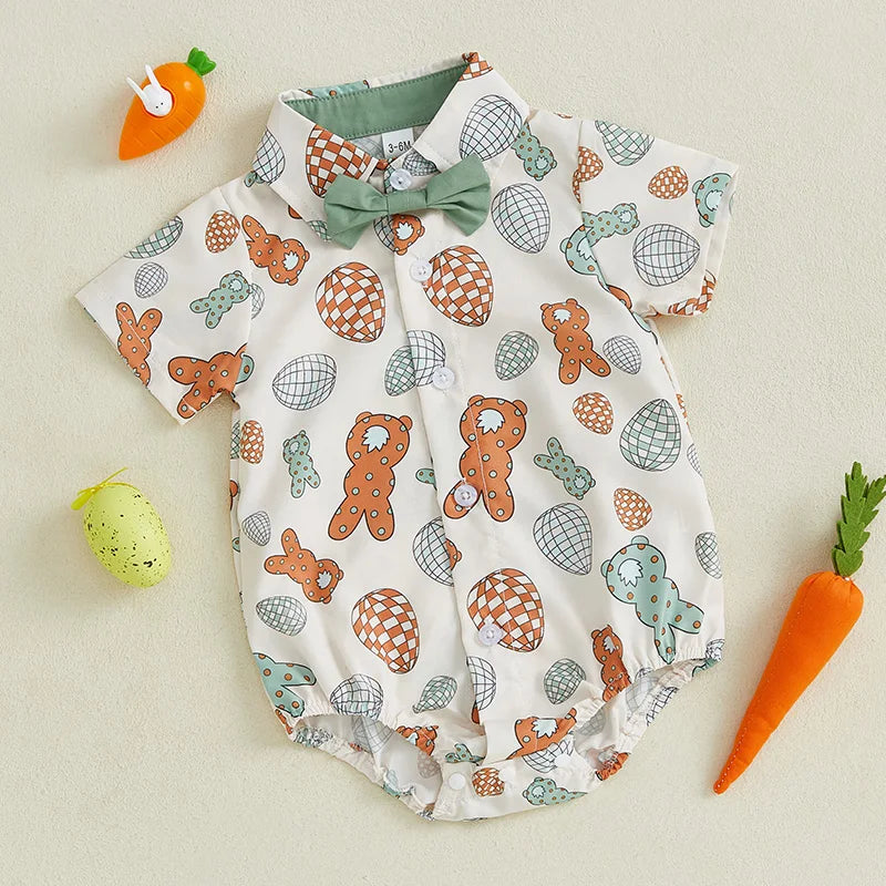 Infant Easter Outfit Lapel Collar Bodysuit